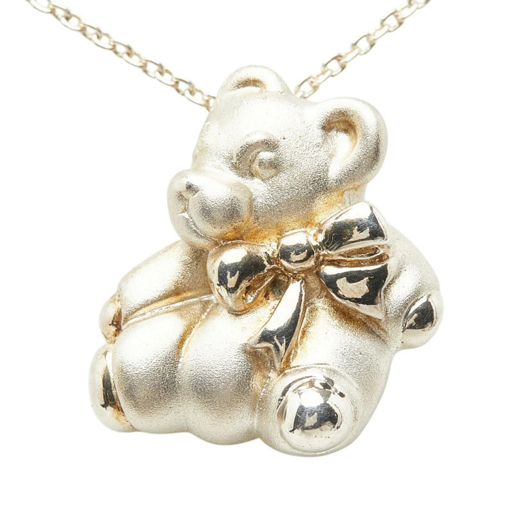 Tiffany Co Teddy Bear Pendant Necklace Silver TIFFANYCo Silver